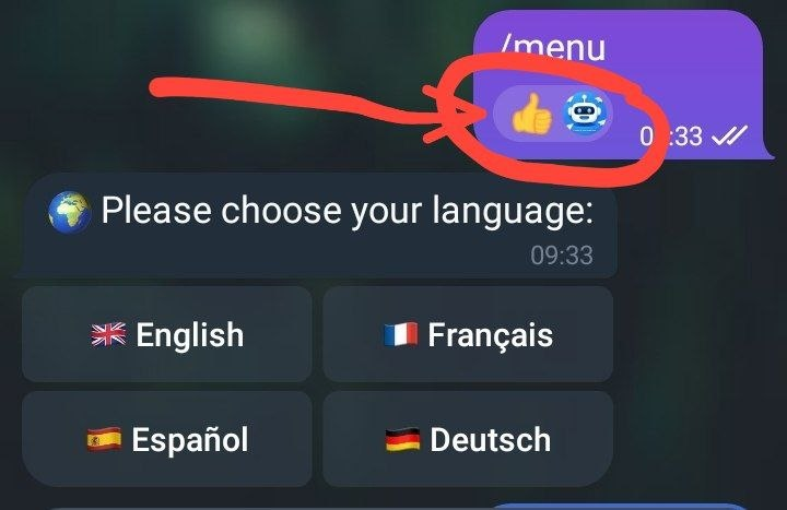 Réaction simple — petit emoji dans le coin du message